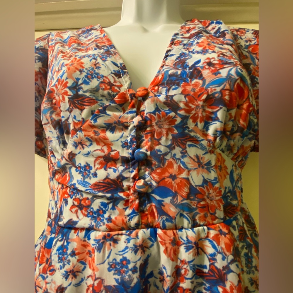 Gorgeous Sheer Material (not see through) Multicolored Floral Dress